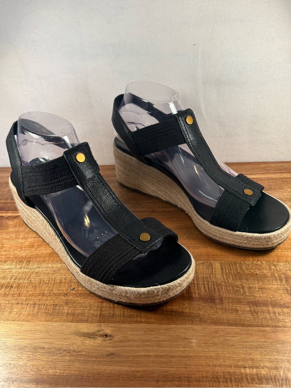 Vionic Calera Espadrille Wedge Sandal Black Size 10 NWOT
